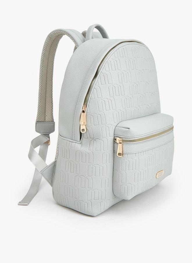 MISSY Monogram Embossed Backpack With Adjustable Straps And Zip Closure - 40X32X18 Cm - Image 2